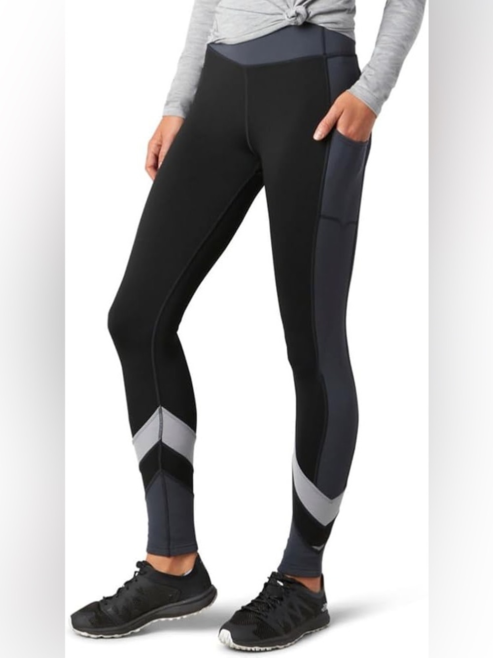 Smartwool Merino Sport Fleece Colorblock Leggings Womens Black mid rise size XS